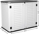 KINYING Horizontal Storage Sheds Outdoor with Floor - Multiple Opening Directions Convenient Storage Garbage Cans | Tools | Lawn Mower | Bike Multi-function Storage Cabinet for Backyards | Patios