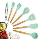 Kitchen Utensil Set Silicone Cooking Utensils, 11pcs Premium Non-stick Natural Beech Wooden Handle, BPA Free Cookware Protect Gift for Mom Family by BINLAN
