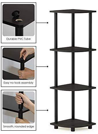 Furinno Turn-N-Tube 5 Tier Corner Display Rack Multipurpose Shelving Unit, Columbia Walnut/Black