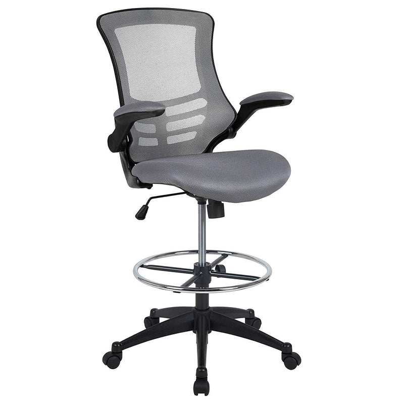 Flash Furniture Mid-Back Black Mesh Swivel Ergonomic Task Office Chair with Flip-Up Arms - BL-X-5M-BK-GG