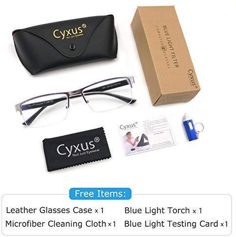 Cyxus Blue Light Blocking Computer Glasses [Better Sleep] Anti Digital Eye Strain Headache Video Eyewear (Blue Browline Frame)