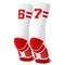 Classic Stripe Team Number Socks | Woven Mid-Calf | White & Red