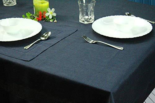 COTTON CRAFT 100% Linen Hemstitch Table Cloth - Size 60x90 Natural - Hand Crafted and Hand Stitched Table Cloth with Hemstitch Detailing.