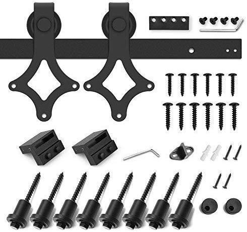 5FT Heavy Duty Sturdy Sliding Barn Door Hardware Kit -Super Smoothly and Quietly - Simple and Easy to Install - Includes Step-by-Step Installation Instruction -Fit 30" Wide Door(Rhombic Shape Hanger)