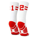 Classic Stripe Team Number Socks | Woven Mid-Calf | White & Red