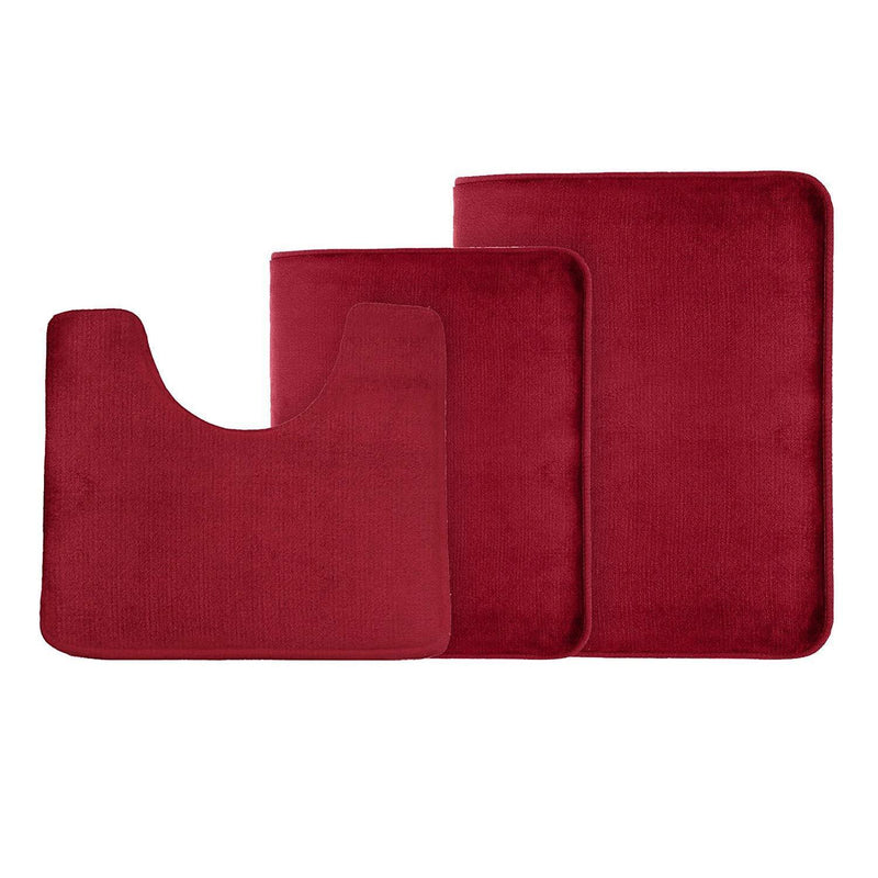 Clara Clark 2-Pack Bath Mat Set – Large and Small Bathroom Rug Set, Absorbent Memory Foam Bath Rugs, Non-Slip, Thick, Cozy Velvet Microfiber Bathrug, Plush Shower, Toilet Floor Bathmats Carpet, Black