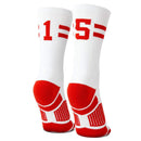 Classic Stripe Team Number Socks | Woven Mid-Calf | White & Red