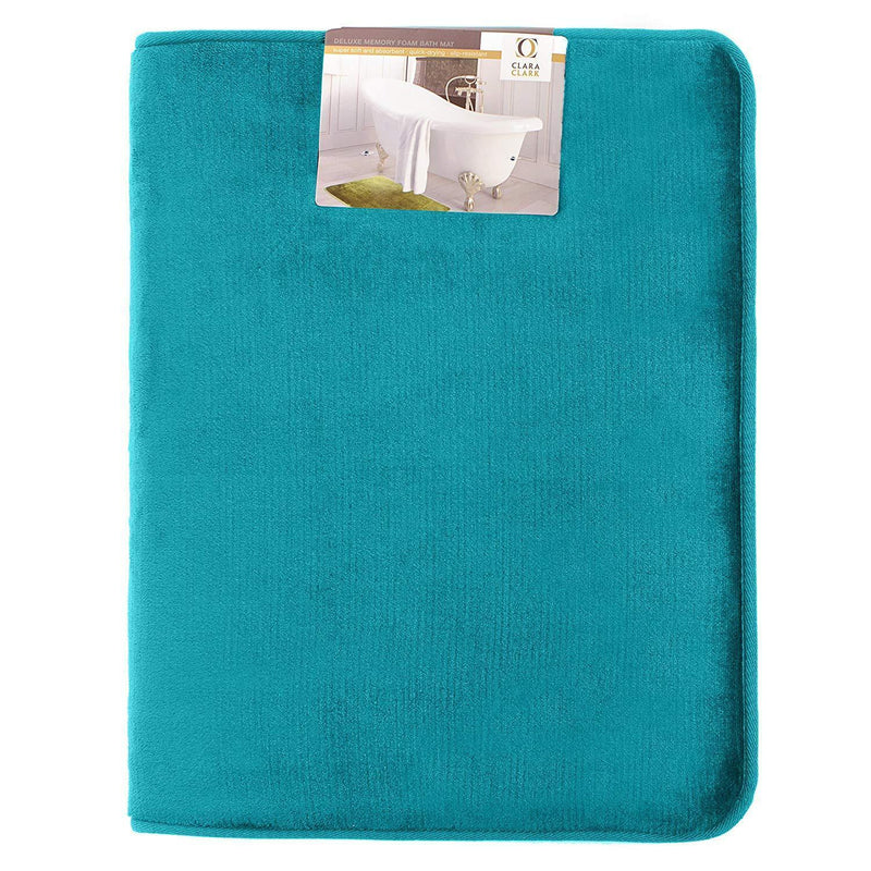 Clara Clark 2-Pack Bath Mat Set – Large and Small Bathroom Rug Set, Absorbent Memory Foam Bath Rugs, Non-Slip, Thick, Cozy Velvet Microfiber Bathrug, Plush Shower, Toilet Floor Bathmats Carpet, Black