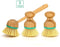 Set of 3 Pieces Bamboo Scrub Brush Dish Scrubber Household Cleaning Sink Wet Scrubber Brushes,Stiff Bristles, for Kitchen Pan Pot Dish Vegetables Cleaning(2 Mini and 1 Long Handle)