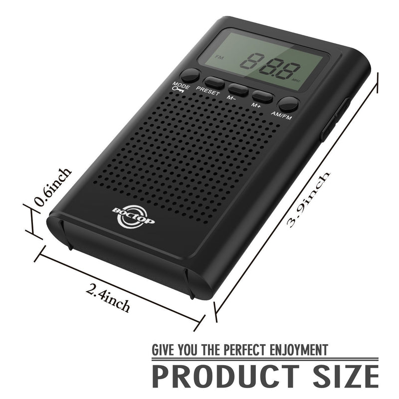 Pocket Radio, Digital AM/FM Radio with Clear Speaker, LCD Screen, Alarm Clock, and Stereo Mode