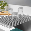 Miligore Roll-up Dish Drying Rack - Large (20" x 13") Multi-Purpose Over the Sink Drainer - Gray