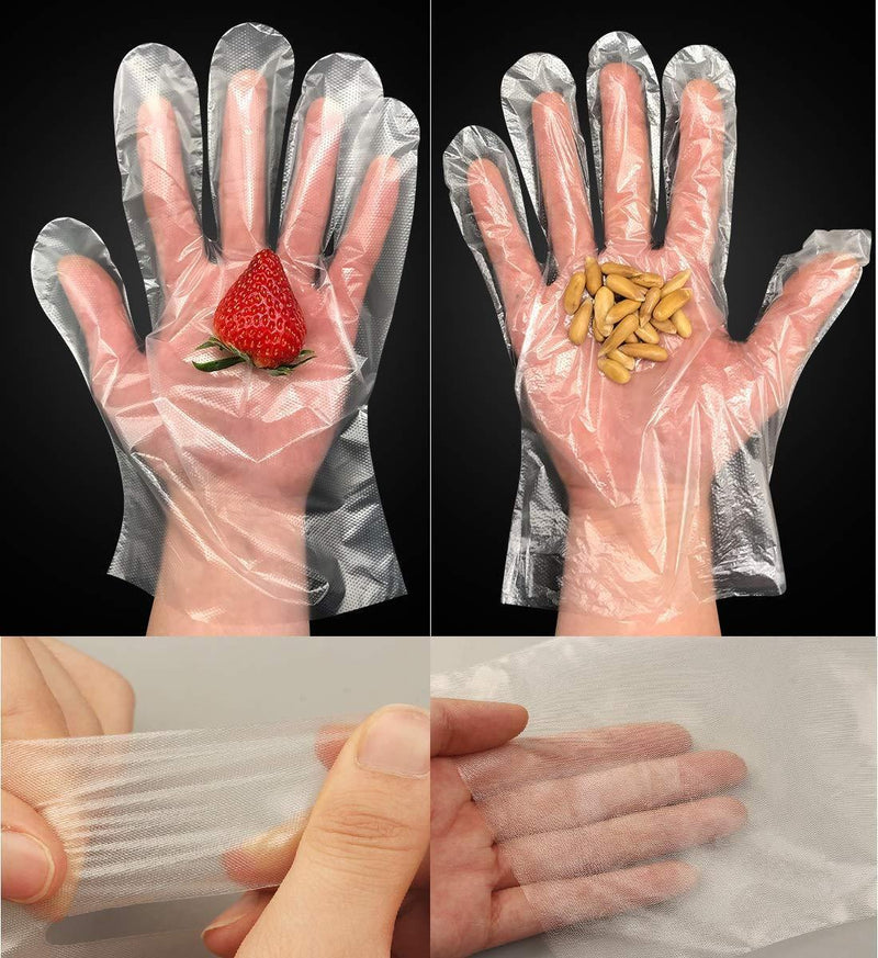 Disposable Clear Plastic Gloves - 500 Pieces Plastic Disposable Food Prep Gloves,Disposable Polyethylene Work Gloves for Cooking,Cleaning,Food Handling,Powder & Latex Free [ One Size Fits Most ]