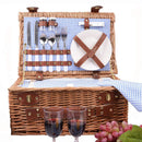 SatisInside New 2019 USA Insulated Luxury 29Pcs Kit Wicker Picnic Basket Set for 4 People - Reinforced Handle - Plus A Free Waterproof Fleece Blanket Worth $16.99 - Grey Stripes