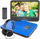 WONNIE 12.5 Inch Portable DVD Player, 10.5" Swivel Screen, 4 Hour Rechargeable Battery, USB / SD Slot (RED)