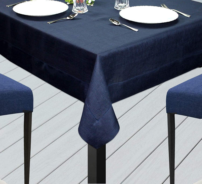 COTTON CRAFT 100% Linen Hemstitch Table Cloth - Size 60x90 Natural - Hand Crafted and Hand Stitched Table Cloth with Hemstitch Detailing.