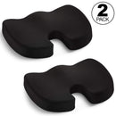 Seat Cushion - Car Seat Butt Pillow, Hip Support for Office Chair and Wheelchair - Coccyx Orthopedic Memory Foam Pad for Tailbone, Sciatica, Back Pain Relief - Breathable, Black (2-Pack)