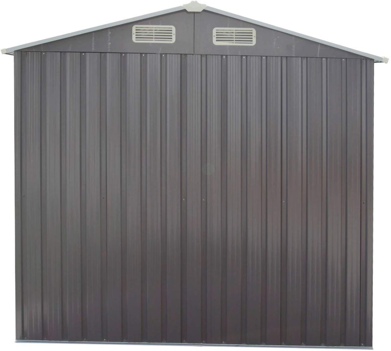 Outdoor Storage Shed 6 x 4 Feet Utility Tool Shed Garden Vents kit with Waterproof Garage Galvanized Steel Parts with Grey Sliding Grey Doors