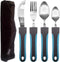 BUNMO Adaptive Utensils - Weighted Knives Forks and Spoons Silverware Set for Elderly People Disability Parkinsons Arthritis Aid Handicapped Hand Muscle Weakness Large Grip Built Up Utensils