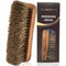 TAKAVU 6.7" Horsehair Shoe Shine Brush - 100% Soft Genuine Horse Hair Bristles - Unique Concave Design Wood Handle - Comfortable Grip, Anti Slip - for Boots, Shoes & Other Leather Care (#1)