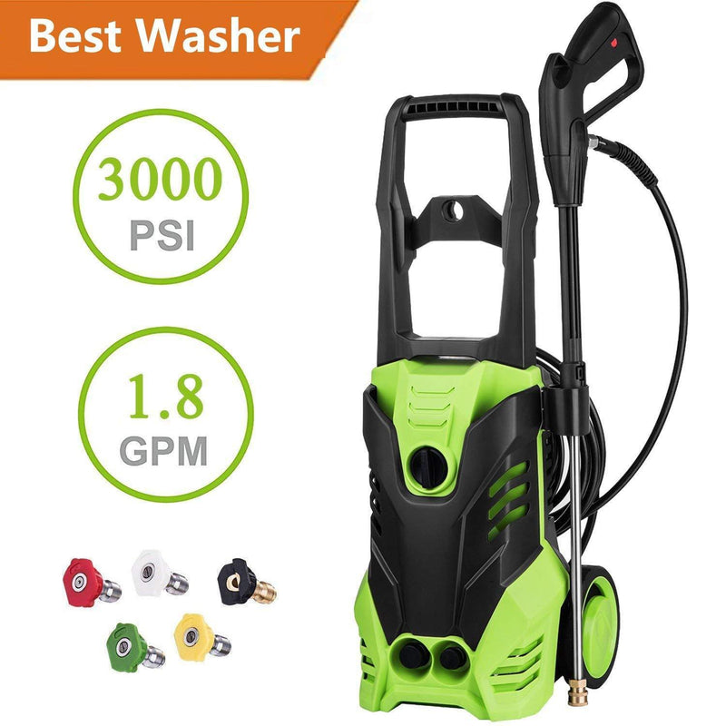 Oanon NIC4500 High Pressure Power Washer 3000 PSI Electric Pressure Washer,1800W Rolling Wheels High Pressure Professional Washer Cleaner Machine+ (5) Nozzle Adapter (3000PSI-Classic Model)