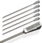 Grill Beast BBQ Skewers - 6 Reusable Flat Blade Stainless Steel with Sharp, Angled Points for Grilling Seafood, Vegetable, or Fruit Kebabs