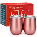 TOMTOO Insulated Wine Tumbler With Lid,12 oz Double Wall Vacuum Insulated Stainless Steel Wine Glasses for Wine, Coffee, Drinks, Champagne, Cocktails，2 Pack