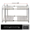 Venoly Home - Under Sink 2 Tier Expandable Shelf Organizer Rack, Silver - Expands from 18 Inches to 30 Inches