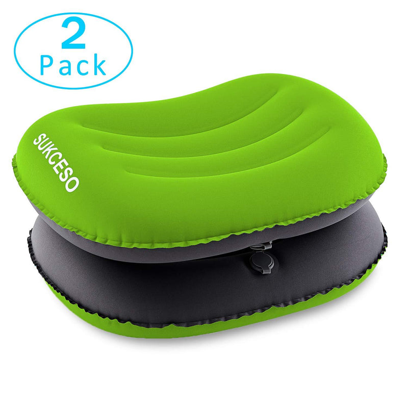 [2-PACK] Ultralight Inflatable Camping Pillow - Compressible, Compact, Comfortable for Sleeping While Traveling, Hiking, or Backpacking. Ergonomic Inflating Camping Pillows for Neck and Lumbar Support