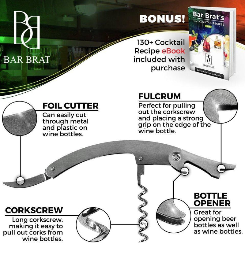 Premium 14 Piece Cocktail Making Set & Bar Kit by Bar Brat ™ / Free 130+ Cocktail Recipes (Ebook) Included/Make Any Drink With This Bartender Kit