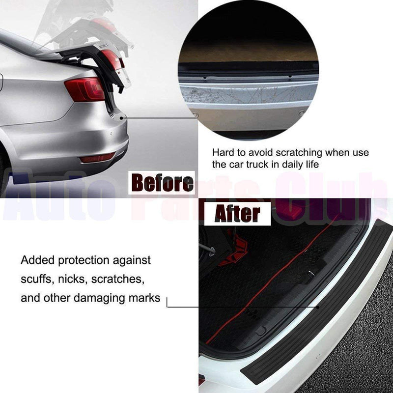 Auto Parts Club u800Rear Bumper Protector, Rear Bumper Guard/Universal Black Rubber Door Sill Guard for Car Pickup SUV Truck/Scratch-Resistant Boot Sill Protector,Easy D.I.Y. Installation(35.8 inch)