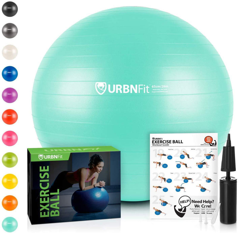 URBNFit Exercise Ball (Multiple Sizes) for Fitness, Stability, Balance & Yoga - Workout Guide & Quick Pump Included - Anti Burst Professional Quality Design