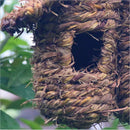 Bird Nest Grass Bird Hut Outdoor Hanging Birdhouse Canaries Nest Chickadee House, Wren Nest Fiber Hand-Woven Bird House Roosting Pocket Bird Hideaway Sparrow House for Finch