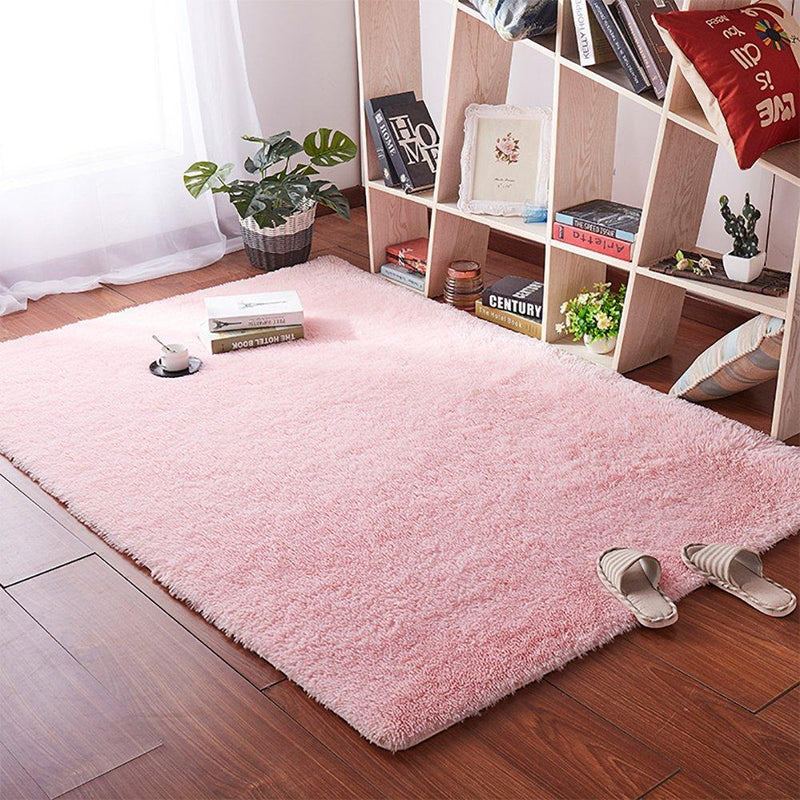 PAGISOFE Fluffy Bedroom Area Rugs 4' x 5.3' Shaggy Rug for Girls Baby Room Living Room Nursery Christmas Home Decor Floor Carpet, Pink