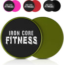 Iron Core Fitness 2 x Dual Sided Core Sliders Ultimate Core Trainer | Gym, Home Abdominal & Total Body Workout Equipment | for use on All Surfaces