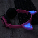 ZoeeTree Cat Ear Headphones, Kids Headphones Flashing Glowing Cosplay Fancy Foldable Over-Ear Gaming Headsets with LED Flash Light for Children,Compatible for iPhone 6S,Android Phone (Pink)