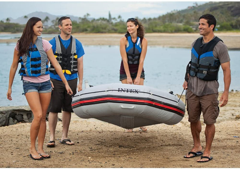 Intex Mariner 4, 4-Person Inflatable Boat Set with Aluminum Oars and High Output Air Pump (Latest Model)