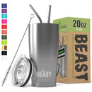 BEAST 30oz Stainless Steel Tumbler Vacuum Insulated Rambler Coffee Cup Double Wall Travel Flask Mug with Splash Proof Lid, 2 Straws, Pipe Brush & Gift Box Bundle By Greens Steel