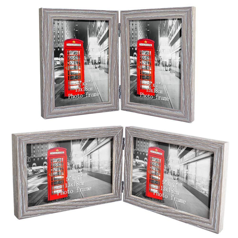 Amazing Roo Hinged Picture Frame Double Folding 4x6 Photo Frame, Takes 4 Standard 6 x 4 inch Photographs, 2 Landscape and 2 Portrait Style Decorate Desktop