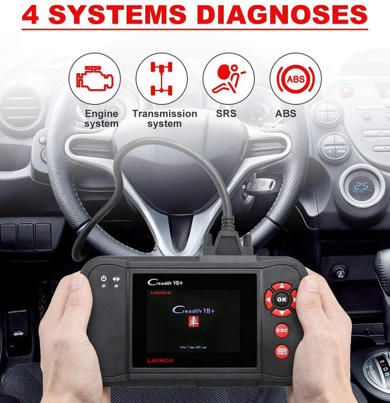 Launch Creader VII+ OBD2 Scanner ABS SRS Transmission and Engine Code Reader Diagnostic Scan Tool