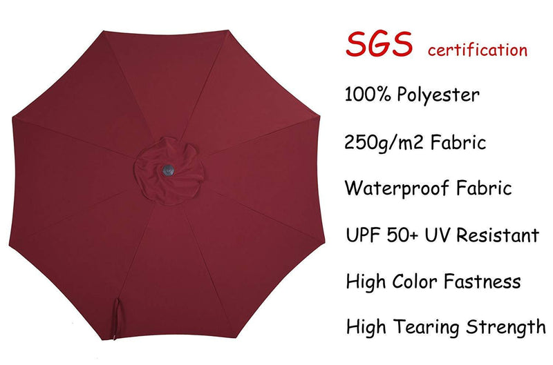 Patio Watcher 10-Feet 8 Ribs 250GSM UV Resistant Polyester Fabric Aluminum Offset Patio Umbrella, Red