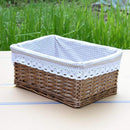 RURALITY Willow Wicker Storage Basket with Liner, Coffee Color, Large