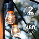 2 Pack Outdoor String Lights with 16 Dimmable Edison Vintage Bulbs, UL Listed Heavy-Duty Decorative Café Patio Lights for Bistro Garden