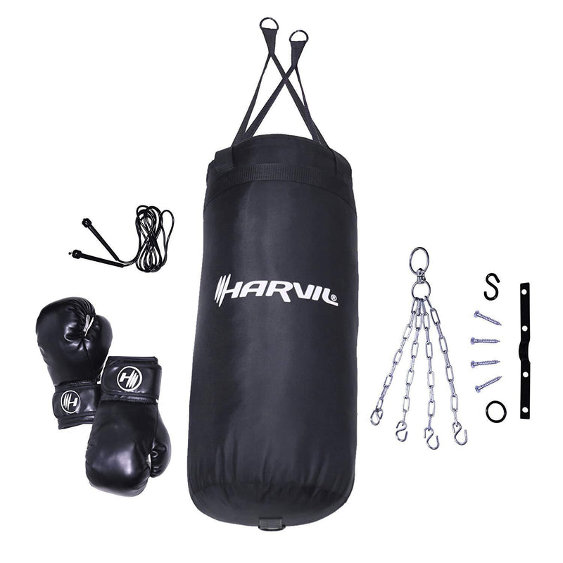 Harvil Kids Boxing Set with 25-Pound Punching Bag, Boxing Gloves, Jumping Rope, Ceiling Attachment and Hanging Chain