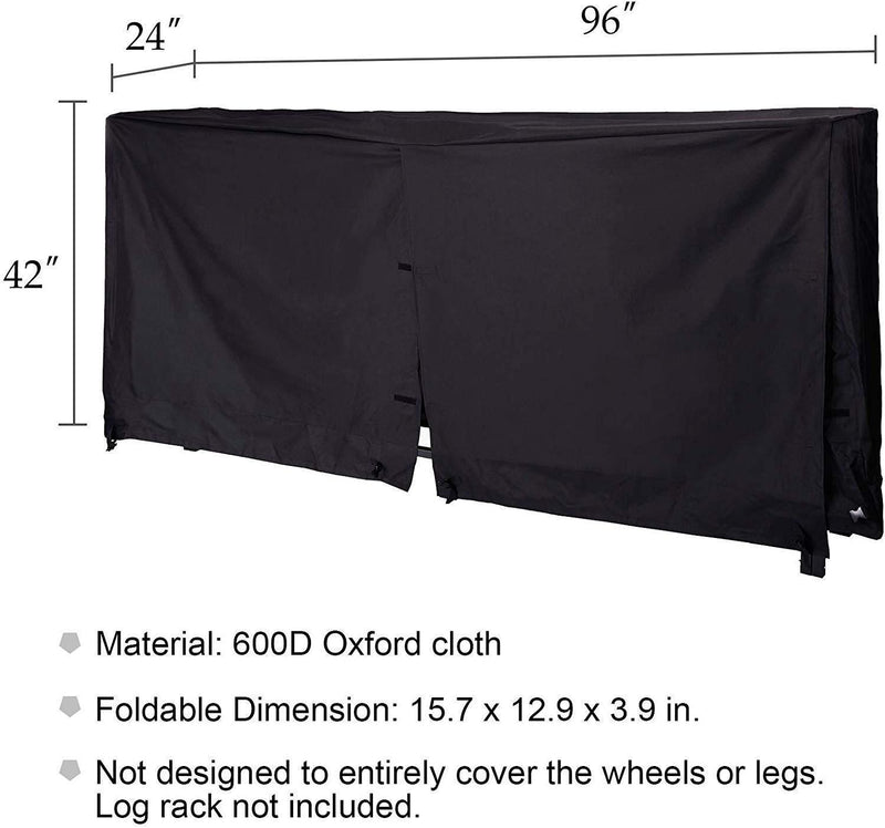 Pinty Firewood Log Rack Cover 8 Feet 600D Oxford Cloth Outdoor Use Waterproof (Rack Cover Black)