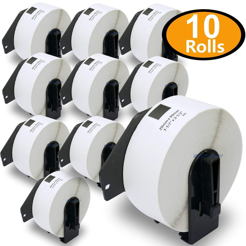 BETCKEY - 10 Rolls Compatible Brother DK-1201 Standard Address Labels 1-1/7" x 3-1/2"(29mm x 90mm),[4000 Labels With Refillable Cartridge Frame]