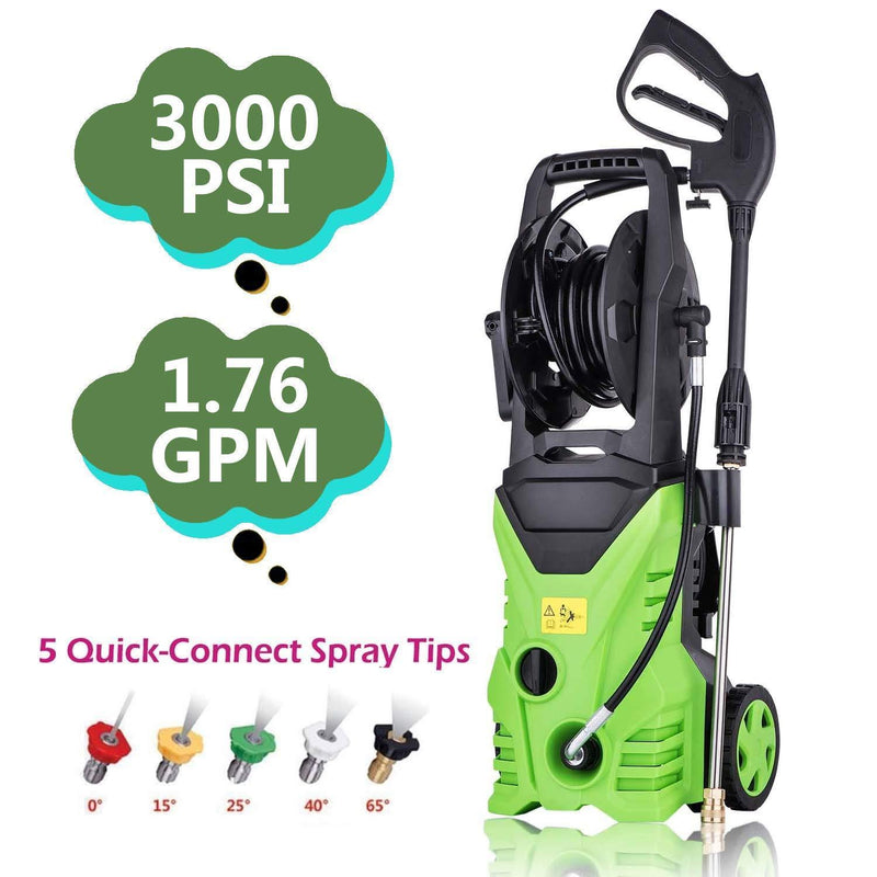 Oanon NIC4500 High Pressure Power Washer 3000 PSI Electric Pressure Washer,1800W Rolling Wheels High Pressure Professional Washer Cleaner Machine+ (5) Nozzle Adapter (3000PSI-Classic Model)