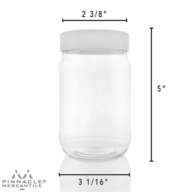 Pinnacle Mercantile Crystal Clear Plastic Jars with Screw on Lids 16 oz Set 6 Wide Mouth