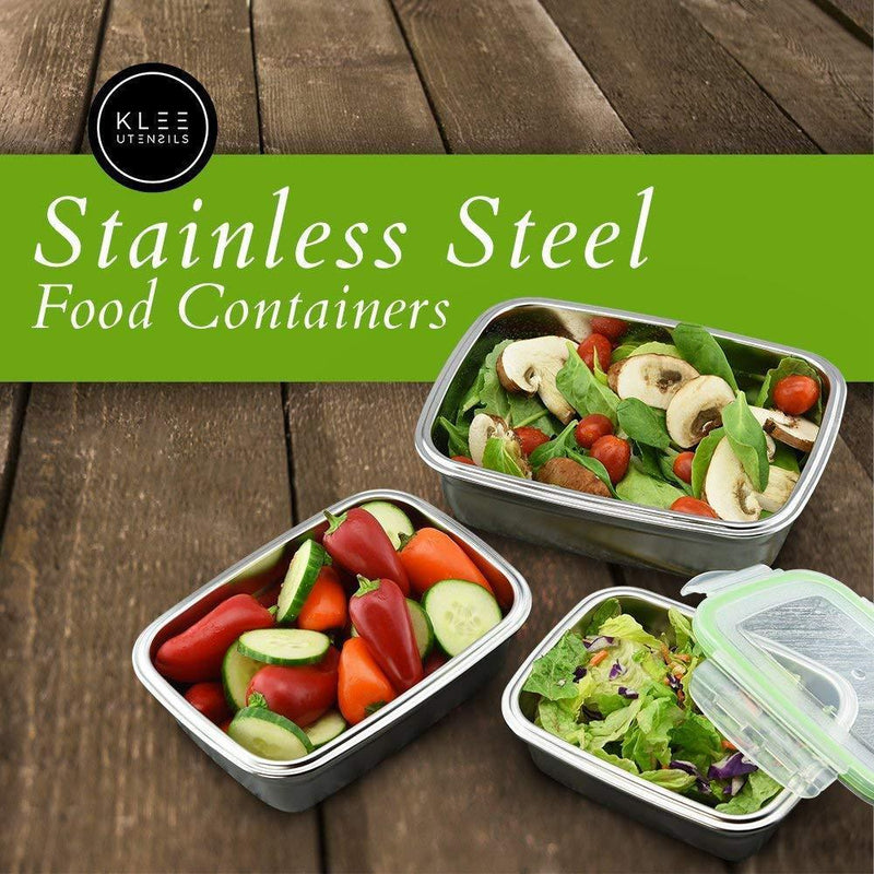 Klee Utensils 3-Piece Reusable Stainless Steel Food Storage Containers