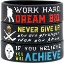 (6-Pack) Motivational Hockey Wristbands with Sports Quotes - Hockey Gifts Jewelry Accessories for Hockey Players Team Awards Party Favors - Unisex for Men Women Youth Teen Girls Boys