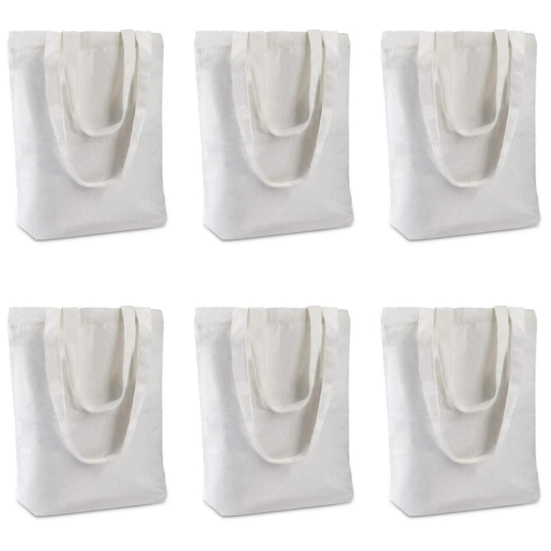 Insternet 6 pack canvas tote bag reusable canvas bag bulk for crafting, decorating, plain, grocery,shopping (white)